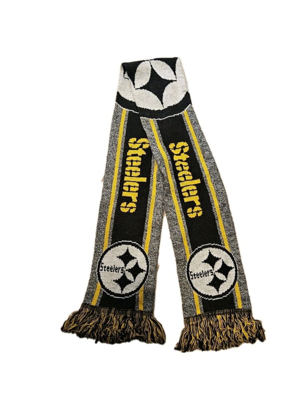 FOCO Forever Collectibles NFL Pittsburgh Steelers Black Yellow Fringed Scarf